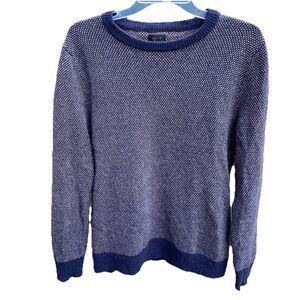 J. Crew Rugged Merino Sweater Men's Medium Birds Eye Blue Crew Neck Fisherman M